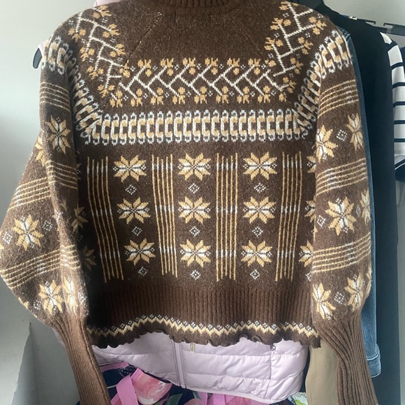 House of Harlow Brown Patterned Women's Sweater Zip Up - Picture 3 of 3